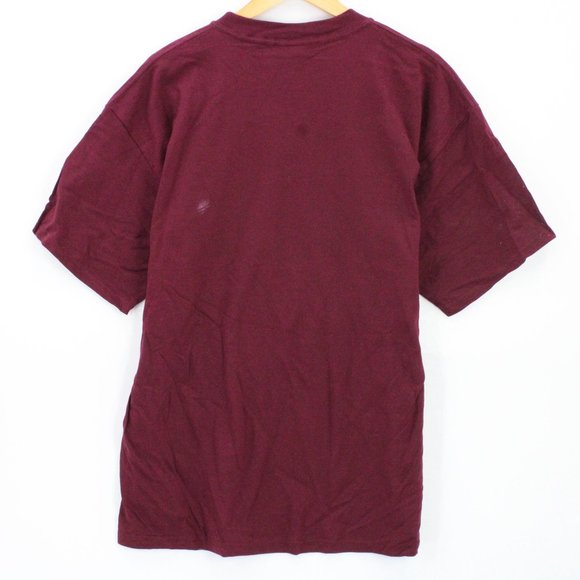 Vintage Gold Basicss Label T-Shirt Men's Burgundy Big USA Flag Graphic XL 90's - Picture 6 of 8